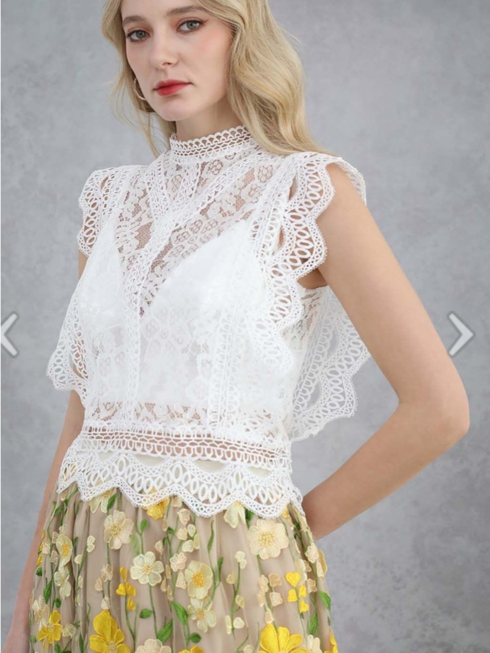 Sassy Start Sleeveless Crochet Lace Top in White- Chicwish - Picture 2 of 10